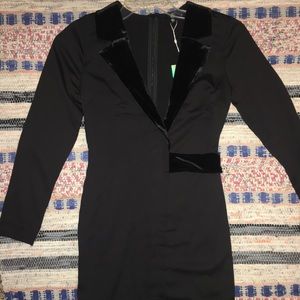 Missguided Black Silk Mini with Velvet Collar